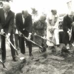 Inez at the groundbreaking ceremony of Foss Center in 1987 (pictured 4th from the left)